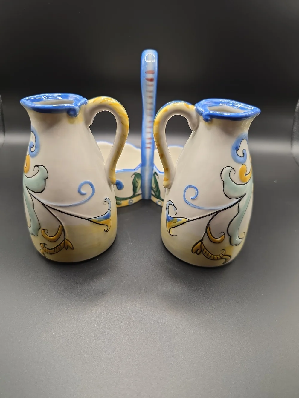 Fitz And Floyd Ricamo Ceramic Oil And Vinegar Cruet Set